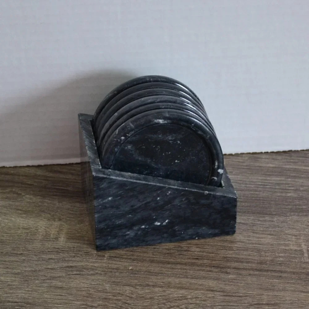 Vtg Stone Coaster Set